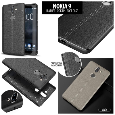 ^ Nokia 9 - Leather Look TPU Soft Case }