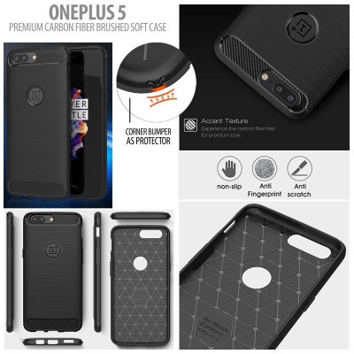 ^ Oneplus 5 - PREMIUM Carbon Fiber Brushed Soft Case }