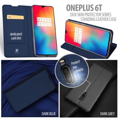 ^ Oneplus 6T - Dux Skin Protector Series Standing Leather Case