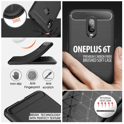 ^ Oneplus 6T / Oneplus 7 - PREMIUM Carbon Fiber Brushed Soft Case