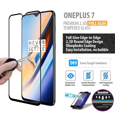 ^ Oneplus 7 - PREMIUM 2.5D Full Glue Tempered Glass