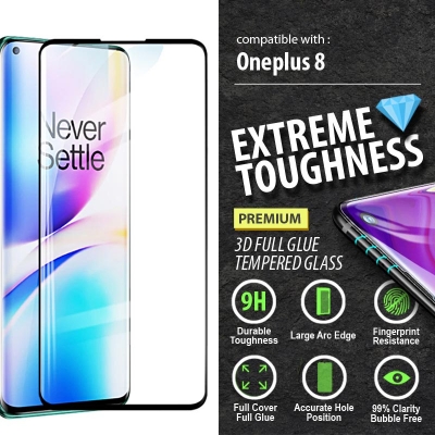 ^ Oneplus 8 - PREMIUM 3D FULL GLUE Tempered Glass