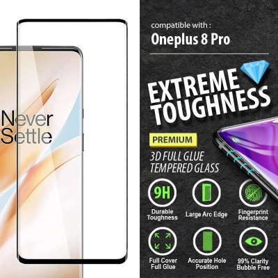 ^ Oneplus 8 Pro - PREMIUM 3D FULL GLUE Tempered Glass