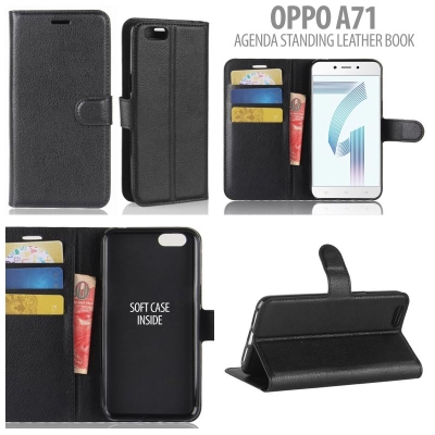 * Oppo A71 - Agenda Standing Leather Book }