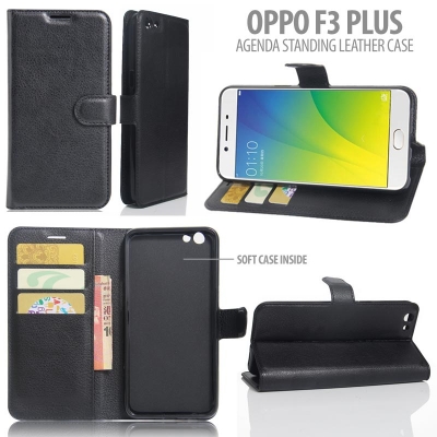 ^ Oppo F3 Plus - Agenda Standing Leather Book }