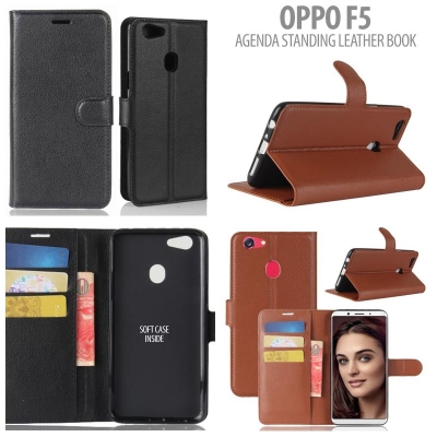 * Oppo F5 - Agenda Standing Leather Book }