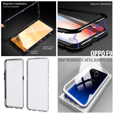 ^ Oppo F9 - Snap On Magnetic Metal Bumper Case