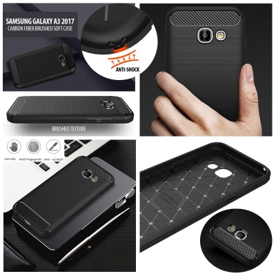 ^ Samsung Galaxy A3 2017 A320F - PREMIUM Carbon Fiber Brushed Soft Case