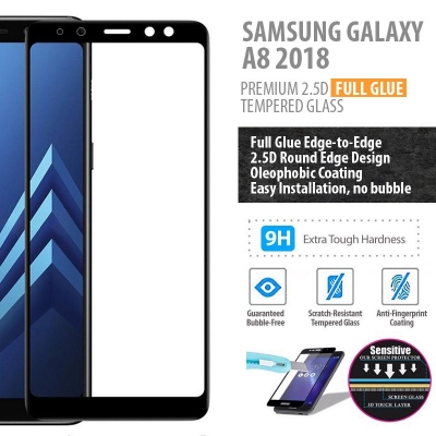 ^ Samsung Galaxy A8 2018 - PREMIUM 2.5D Full Glue Tempered Glass