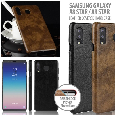^ Samsung Galaxy A8 Star / A9 Star - Leather Covered Hard Case