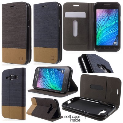 * Samsung Galaxy J1 - Canvas Pocket Leather Case
