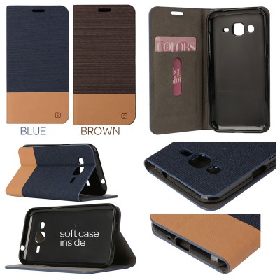 * Samsung Galaxy J2 - Canvas Pocket Leather Case