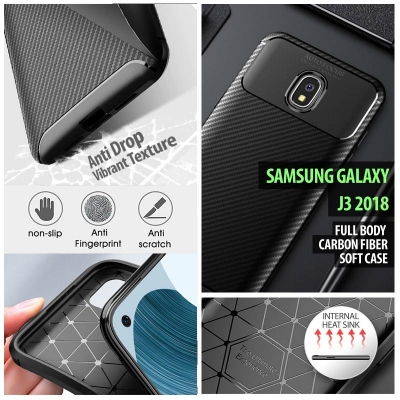 ^ Samsung Galaxy J3 2018 - AUTOFOCUS Carbon Fiber Soft Case
