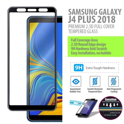 ^ Samsung Galaxy J4 Plus 2018 - PREMIUM 2.5D Full Cover Tempered Glass