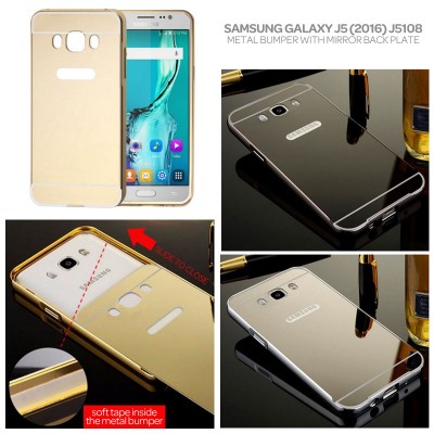 ^ Samsung Galaxy J5 2016 J5108 - Mirror Metal Bumper With Back Plate