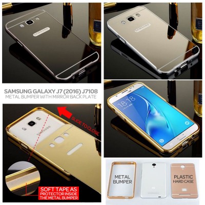 ^ Samsung Galaxy J7 2016 J7108 - Mirror Metal Bumper With Back Slide