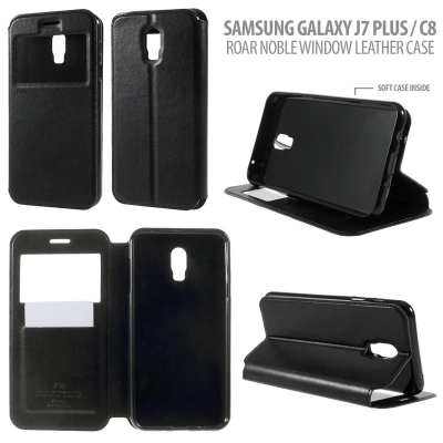 ^ Samsung Galaxy J7 Plus / C8 - Roar Noble Window Leather Case }