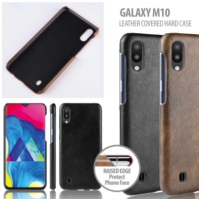 ^ Samsung Galaxy M10 - Leather Covered Hard Case