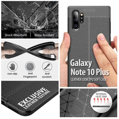 Samsung Galaxy Note 10 Plus - Leather Look TPU Soft Case