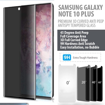 Samsung Galaxy Note 10 Plus - PREMIUM 3D Curved Privacy Anti Peep Antispy Tempered Glass