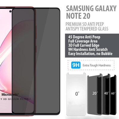 Samsung Galaxy Note 20 - PREMIUM 5D Anti Peep Antispy Tempered Glass