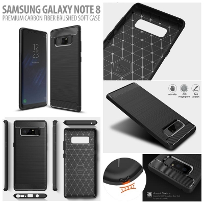 ^ Samsung Galaxy Note 8 - PREMIUM Carbon Fiber Brushed Soft Case }