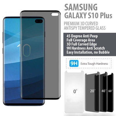^ Samsung Galaxy S10 Plus - PREMIUM 3D Curved Anti Peep Antispy Tempered Glass