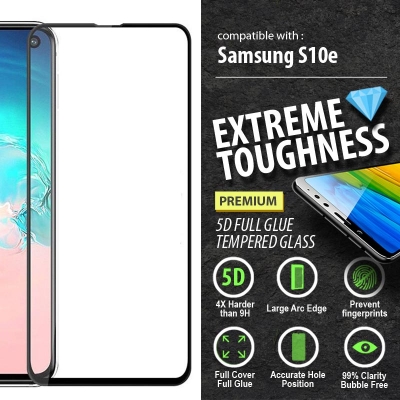 ^ Samsung Galaxy S10e - PREMIUM 5D Full Glue Tempered Glass