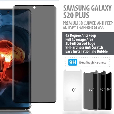 Samsung Galaxy S20 Plus - PREMIUM 3D Curved Privacy Anti Peep Antispy Tempered Glass