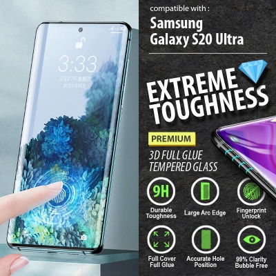 Samsung Galaxy S20 Ultra - PREMIUM 3D FULL GLUE Tempered Glass