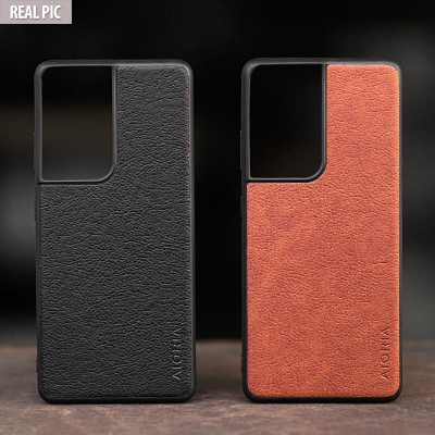 Samsung Galaxy S21 Ultra - AIORIA Leather Texture Hybrid Case