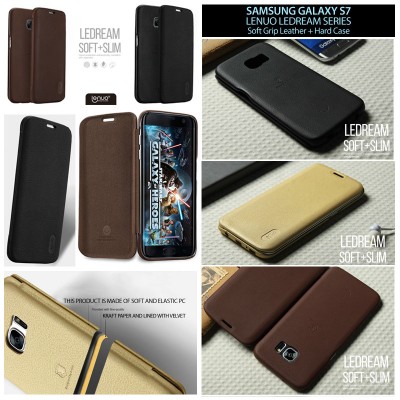 ^ Samsung Galaxy S7 Flat - Lenuo LeDream Soft Grip Leather with Hard Case Inside