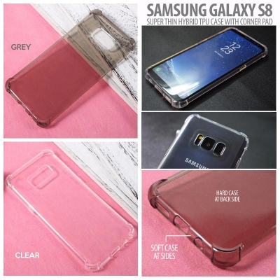 * Samsung Galaxy S8 - Super Thin Hybrid TPU Case with Corner Pad
