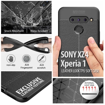 Sony Xperia 1 - XZ4 - Leather Look TPU Soft Case