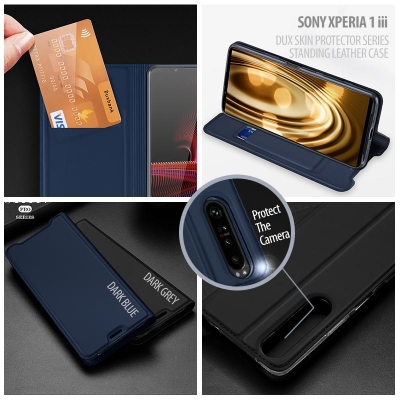 Sony Xperia 1 iii - Dux Skin Protector Series Standing Leather Case
