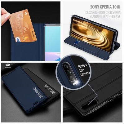 Sony Xperia 10 iii - Dux Skin Protector Series Standing Leather Case