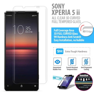 Sony Xperia 5 ii - ALL CLEAR 3D Curved Full Tempered Glass