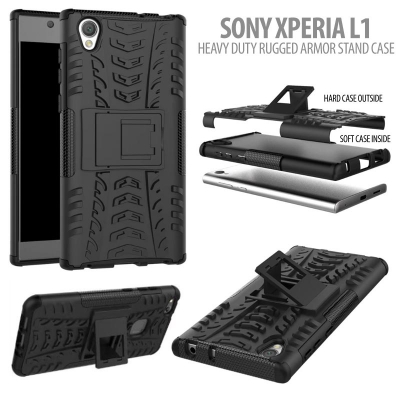 ^ Sony Xperia L1 - Heavy Duty Rugged Armor Stand Case }