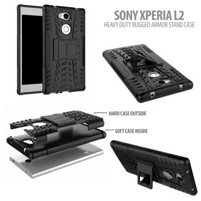 ^ Sony Xperia L2 - Heavy Duty Rugged Armor Stand Case