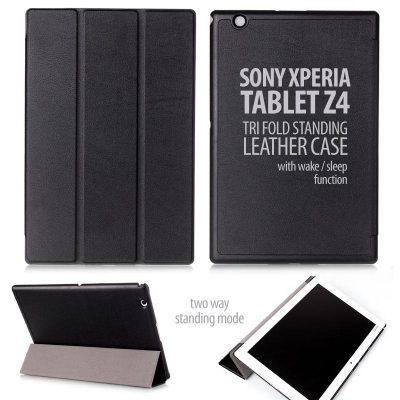 ^ Sony Xperia Tablet Z4 - Tri Fold Standing Leather Case