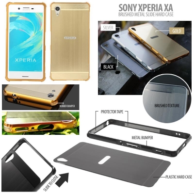 ^NR Sony Xperia XA Dual / XA - Brushed Metal Slide Hard Case }
