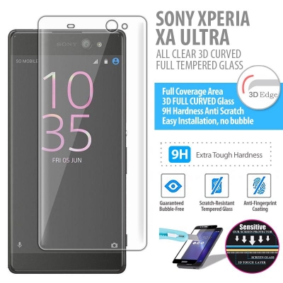 ^ Sony Xperia XA Ultra Dual / XA Ultra - ALL CLEAR 3D Curved Full Tempered Glass