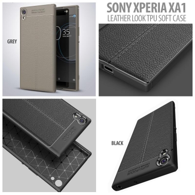 ^ Sony Xperia XA1 - Leather Look TPU Soft Case }