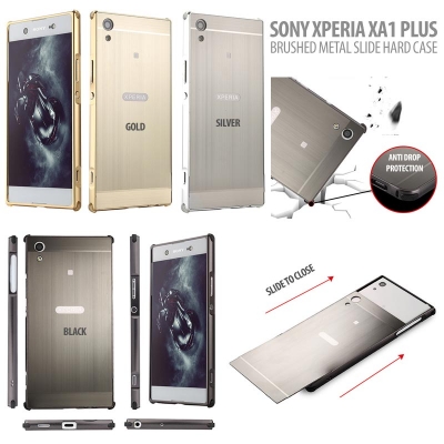 ^NR Sony Xperia XA1 Plus Dual / XA1 Plus - Brushed Metal Slide Hard Case }