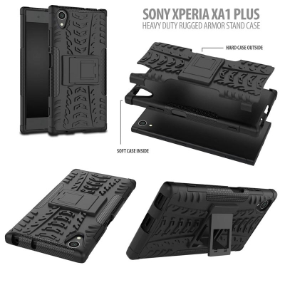 ^ Sony Xperia XA1 Plus Dual / XA1 Plus - Heavy Duty Rugged Armor Stand Case }