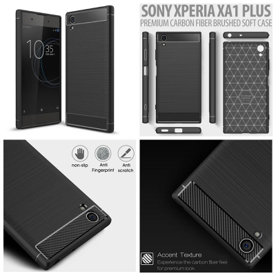^ Sony Xperia XA1 Plus Dual / XA1 Plus - Carbon Fiber Brushed Soft Case }
