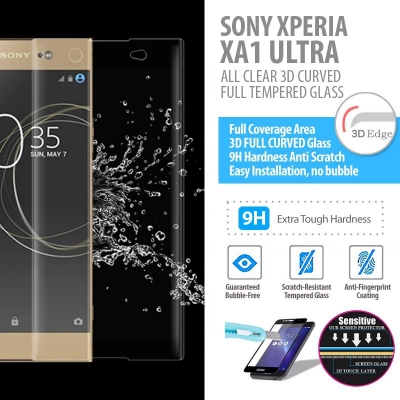 ^ Sony Xperia XA1 Ultra - ALL CLEAR 3D Curved Full Tempered Glass