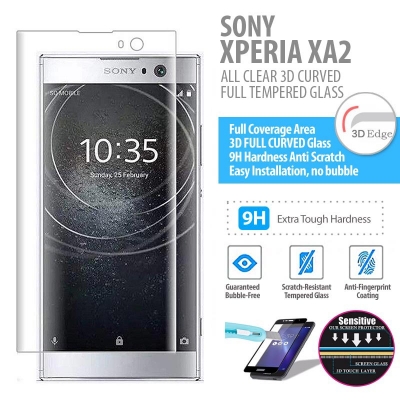 ^ Sony Xperia XA2 - ALL CLEAR 3D Curved Full Tempered Glass
