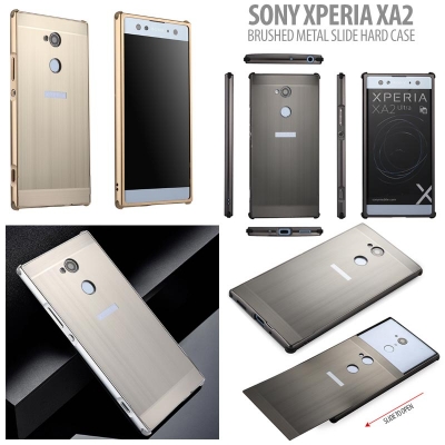 ^NR Sony Xperia XA2 - Brushed Metal Slide Hard Case }