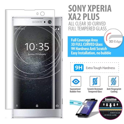 ^ Sony Xperia XA2 Plus - ALL CLEAR 3D Curved Full Tempered Glass